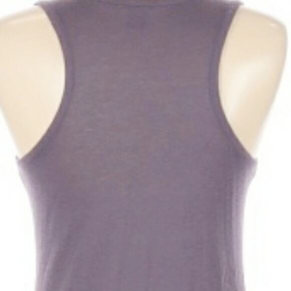 Club Monaco 100% Silk Ruffle Trim Knit Sleeveless Top Dark Lavender Size Medium - Picture 6 of 10